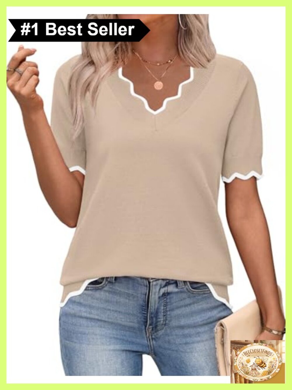 Short Sleeve V Neck Sweater Pullover Lightweight Summer Knit Top